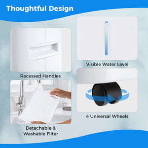 Dehumidifier with Auto Drain or Manual Drainage for Home Basement-White view 9