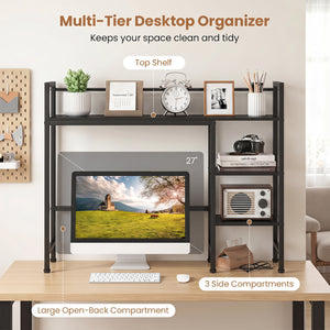 Desktop Bookshelf 38.5 inches W with Storage Display Rack for Home Office-Black view 9