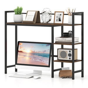 Desktop Bookshelf 38.5 inches W with Storage Display Rack for Home Office-Rustic Brown