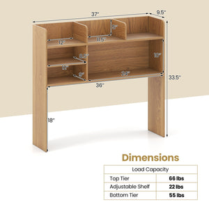 Desktop Bookshelf Countertop Storage Hutch with 6 Shelves-Natural view 5