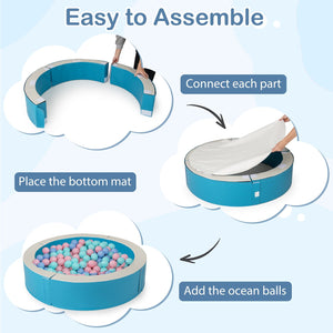 Detachable Foam Ball Pit with 50 Colorful Ocean Balls-Blue view 6