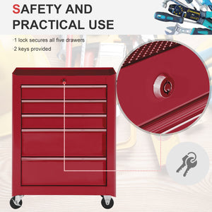 5-Drawer Rolling Tool Cabinet on Wheels, Lockable Tool Chest, Tool Organizer for Garage – view 10
