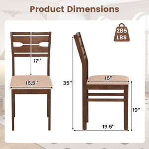 Dining Chair Set of 2/4 with Rubber Wood Frame and Padded Seat-4 view 5