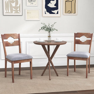 Dining Chair Set of 2 Fabric Upholstered Kitchen Chairs with Padded Seat and High Back-Gray view 3