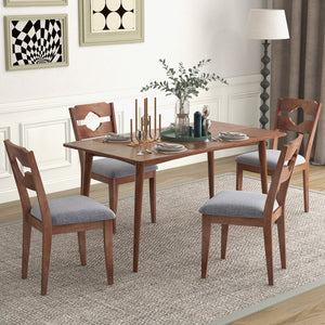 Dining Chair Set of 2 Fabric Upholstered Kitchen Chairs with Padded Seat and High Back-Gray view 6