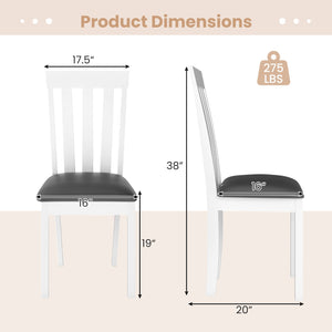 Dining Chair Set of 2 Upholstered Wooden Kitchen Chairs with Padded Seat and Rubber Wood Frame-White view 4