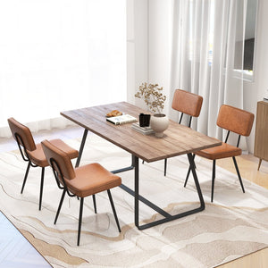 Dining Chair Set of 2 with Padded Backrest and Seat-Brown view 5