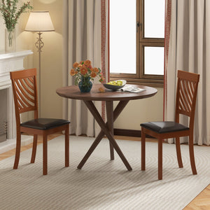 Dining Chair Set of 2 with Rubber Wood Legs and Ergonomic Back for Dining Room-Walnut view 2