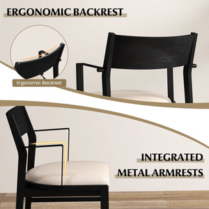 Dining Chair with Contoured Backrest and Padded Seat Set of 2-Beige view 6