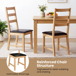 Dining Chairs Set of 2 Farmhouse Dining Room Chairs with Hollowed Backrest-Natural view 9