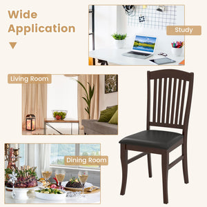 Dining Chairs Set of 2 Kitchen Side Chairs Mid-century Armless Dinette Chairs-Coffee view 7