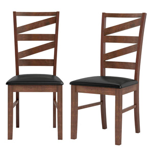 Dining Chairs Set of 2 Kitchen Side Chairs with Rubber Wood Legs-Walnut