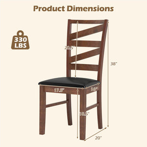 Dining Chairs Set of 2 Kitchen Side Chairs with Rubber Wood Legs-Walnut view 4