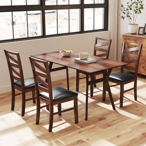 Dining Chairs Set of 2 Kitchen Side Chairs with Rubber Wood Legs-Walnut view 5