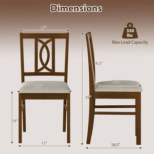 Dining Chairs Set of 2 Rubber Wood Dining Room Chairs with Hollowed Backrest-Walnut view 4