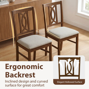 Dining Chairs Set of 2 Rubber Wood Dining Room Chairs with Hollowed Backrest-Walnut view 5