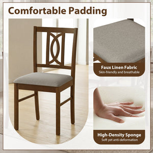 Dining Chairs Set of 2 Rubber Wood Dining Room Chairs with Hollowed Backrest-Walnut view 6