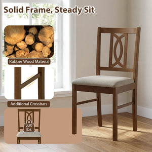 Dining Chairs Set of 2 Rubber Wood Dining Room Chairs with Hollowed Backrest-Walnut view 7