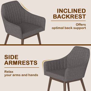 Dining Chairs Set of 2 Upholstered Accent Chairs with Comfy Padded Backrest and Seat-Gray view 7