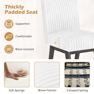 Dining Chairs Set of 4 Fabric Upholstered Kitchen Chairs with Padded Seat and Rubber Wood Legs-White+Gray view 6