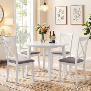 Dining Chairs Set of 4 Rubber Wood Dining Room Chairs with Comfortable Backrest and Padded Seat-White view 2