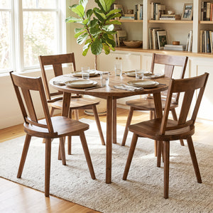 Dining Chairs Set of 4 with Solid Wood Backrest for Kitchen Dining Room-Walnut view 2