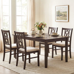 Dining Room Chairs Set of 2 Rubber Wood Dining Chairs with Hollowed Backrest-Brown view 6