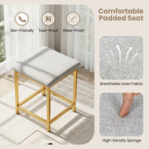 Dining Table Set with 4 Upholstered Stools and Metal Frame-White & Golden view 9