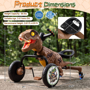 Dinosaur Drift Tricycle with Lights and Spray and 360-Degree Spin Mode-Brown view 5