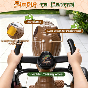 Dinosaur Drift Tricycle with Lights and Spray and 360-Degree Spin Mode-Brown view 7