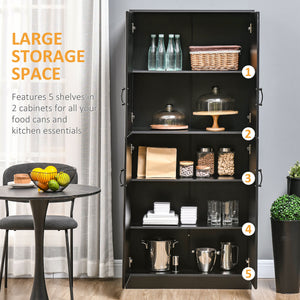 71" Freestanding Kitchen Pantry Cabinet, Storage Cabinet with 4 Hinged Doors and Adjustable Shelves, Black – view 3