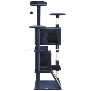 54" Cat Tree, Multi-Level Cat Tower with Scratching Posts, Cat Condos, Bed, Platforms, Ramp, Toy Ball, Beige – view 64