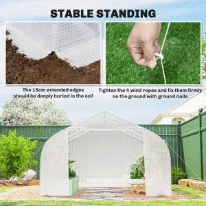 15'x10'x7' Greenhouse Gardening Planting Shed White