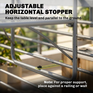 Adjustable Balcony Hanging Railing Table, Metal Mounting Mini Wall Desk Storage Rack – view 12