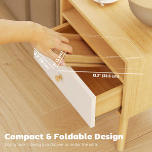 Bamboo Couch Arm Tray, Sofa Armrest Tray with Flexible Roll-up Design and Wide Compartment, Natural