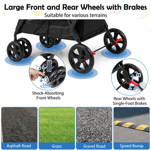 Dog Stroller for Medium Small Senior Elderly Dogs with Dual Entry-Black view 8