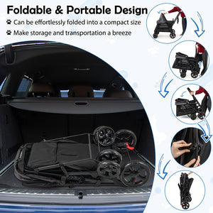 Dog Stroller for Medium Small Senior Elderly Dogs with Dual Entry-Black view 9