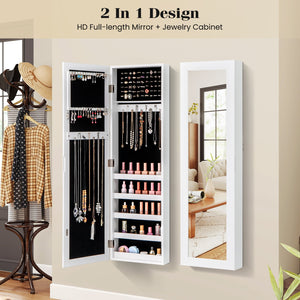 Door and Wall Mounted Armoire Jewelry Cabinet with Full-Length Mirror view 9