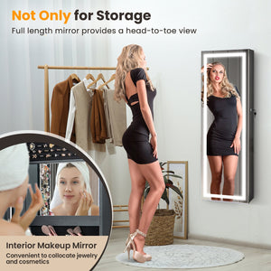 Door Wall Mount Touch Screen Mirrored Jewelry Cabinet-Black view 6