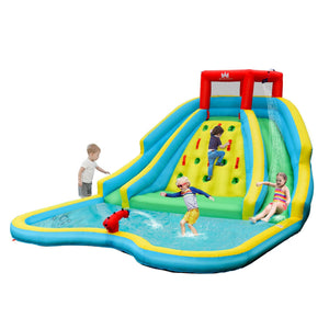 Double Side Inflatable Water Slide Park with Climbing Wall for Outdoor Without Blower view 2