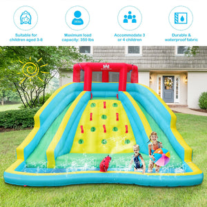 Double Side Inflatable Water Slide Park with Climbing Wall for Outdoor Without Blower view 6