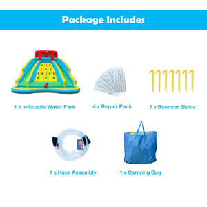Double Side Inflatable Water Slide Park with Climbing Wall for Outdoor Without Blower view 9