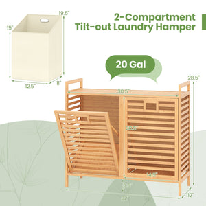 Double Tilt-out Laundry Hamper with 2 Removable Bins-Natural view 5