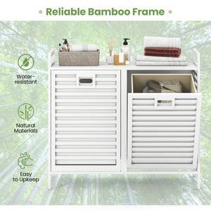 Double Tilt-out Laundry Hamper with 2 Removable Bins-White view 6