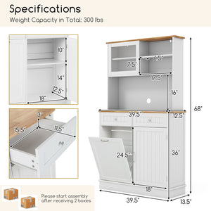 Double Tilt Out Trash Cabinet with Hutch and Rubber Wood Countertop view 5