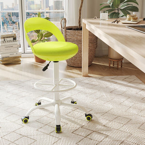 Drafting Stool Rolling Tall Desk Chair with Wheels-Green view 2