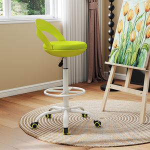 Drafting Stool Rolling Tall Desk Chair with Wheels-Green view 3