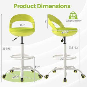 Drafting Stool Rolling Tall Desk Chair with Wheels-Green view 5