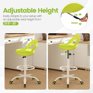 Drafting Stool Rolling Tall Desk Chair with Wheels-Green view 6