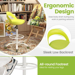 Drafting Stool Rolling Tall Desk Chair with Wheels-Green view 8